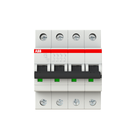 ABB S204 4P 16A, тип С, 6кА, 4М Автоматический выключатель