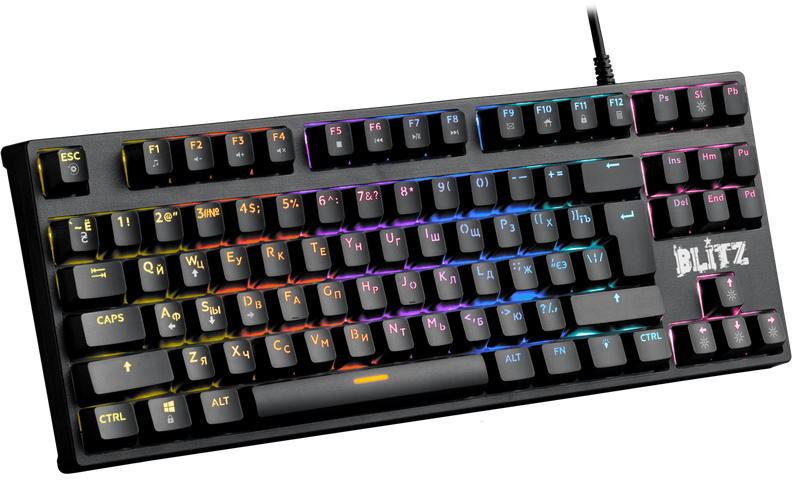 Проводная механическая клавиатура Defender Blitz, черная, 87 клавиш, Rainbow подсветка, Outemu Blue - фото 3 - id-p208087893