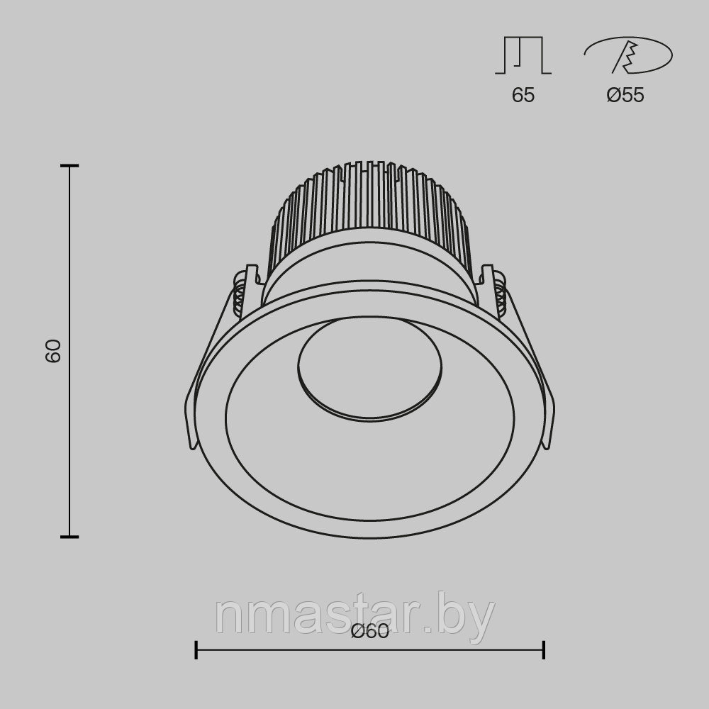 Встраиваемый светильник Zoom 3000K 1x6Вт 60° IP65 - фото 3 - id-p208091736