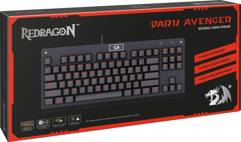 Проводная механическая клавиатура Redragon Dark Avenger 2, чёрная, 87 клавиш, RGB подсветка, Outemu Blue - фото 1 - id-p208091874