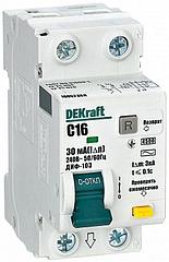 Дифавтомат ДИФ-103 1P+N C63 30мА 4,5кА DEKraft тип AC 2M электронный дифференциальный автомат 16058DEK