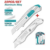 Нож строительный выдвижной с лезвиями TOTAL THT515226 (2 шт)