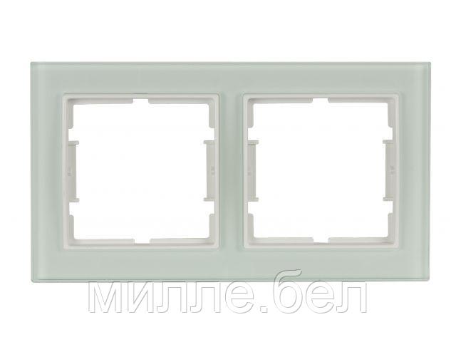 Рамка 2-ая горизонтальная белое стекло ELITRA, MUTLUSAN