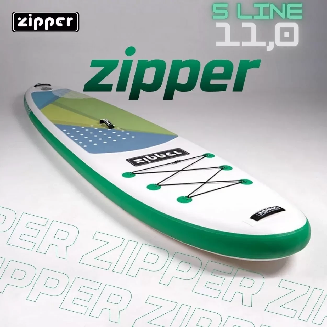 Доска SUP Board надувная (Сап Борд) Zipper S Line 11' (335см) Green - фото 1 - id-p172173603