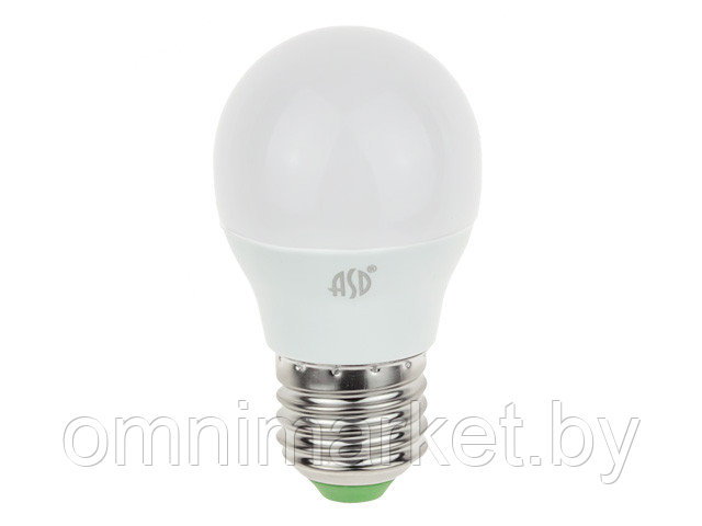 Лампа светодиодная G45 ШАР 5 Вт 160-260В E27 4000К ASD (40 Вт аналог лампы накал., 450Лм, нейтральный белый - фото 1 - id-p208106327