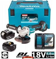 Аккумуляторная угловая шлифмашина Makita DGA504RTJ (2 акк. 18V, 5Ah, зарядное, кейс MakPac)