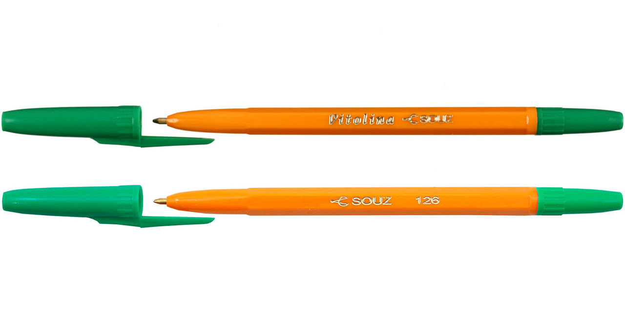 Ручка шариковая «РШ-126» Vitolina/Souz корпус оранжевый, стержень зеленый - фото 2 - id-p208110697