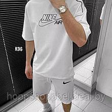 Комплект(шорты + футболка) белый Nike / летний спортивный костюм OVERSIZE