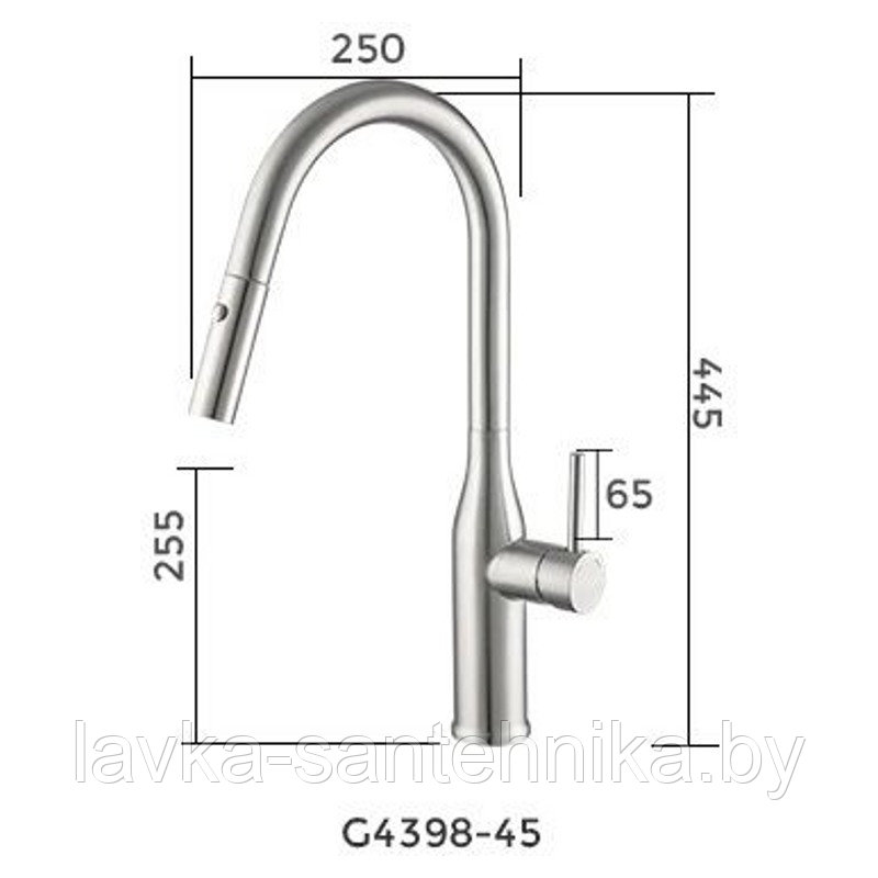 Смеситель для кухни GAPPO G4398-45 с выдвижной лейкой (сатин) - фото 3 - id-p208136752