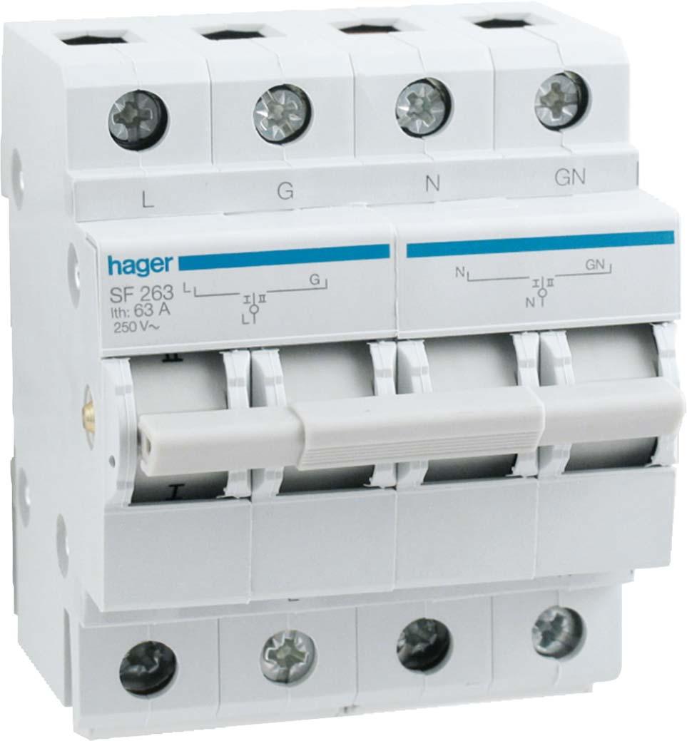Переключатель I-0-II,63/1+N, 4-модуля Hager - фото 1 - id-p207641225