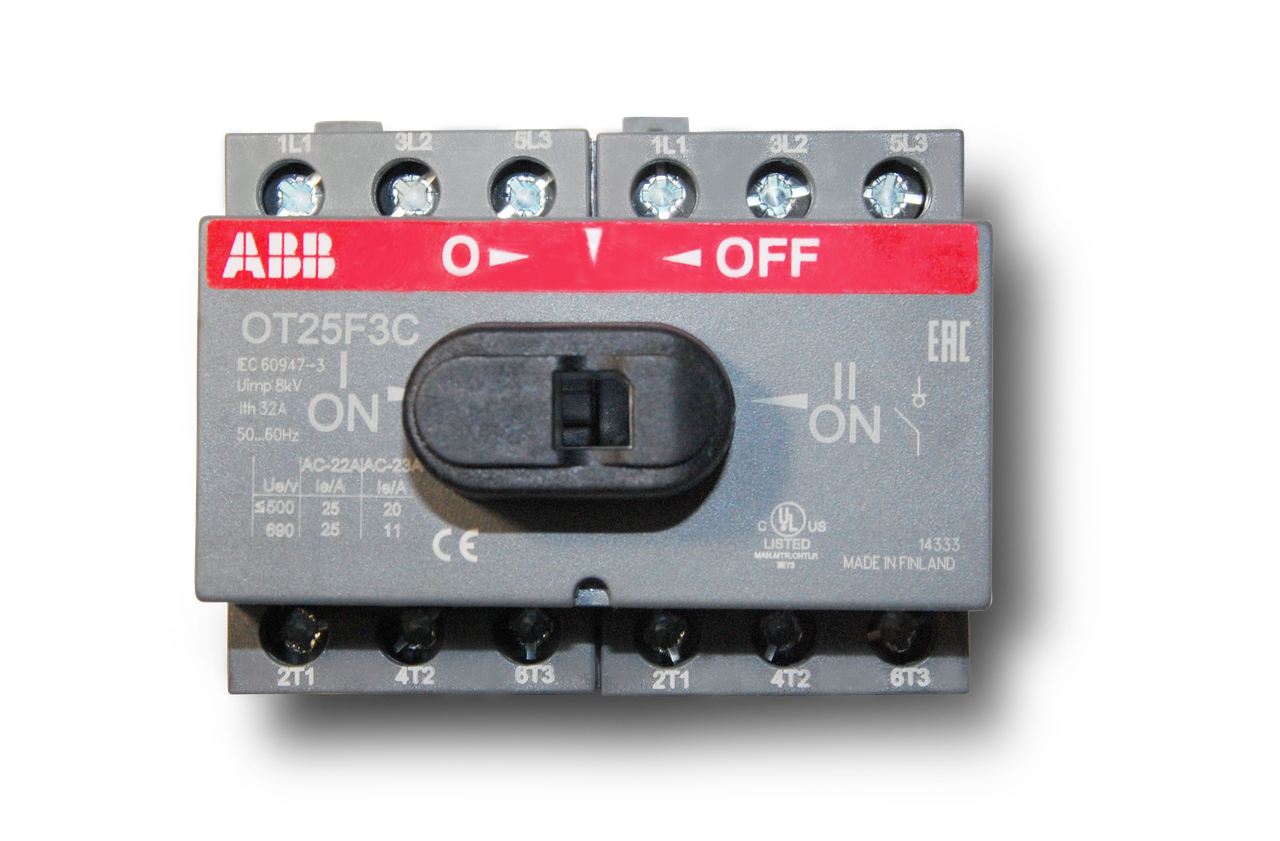 Выкл. нагрузки реверсивный OT25F3C, 3P, схема I-0-II, без рукоятки ABB 1SCA104863R1001 - фото 1 - id-p207641185