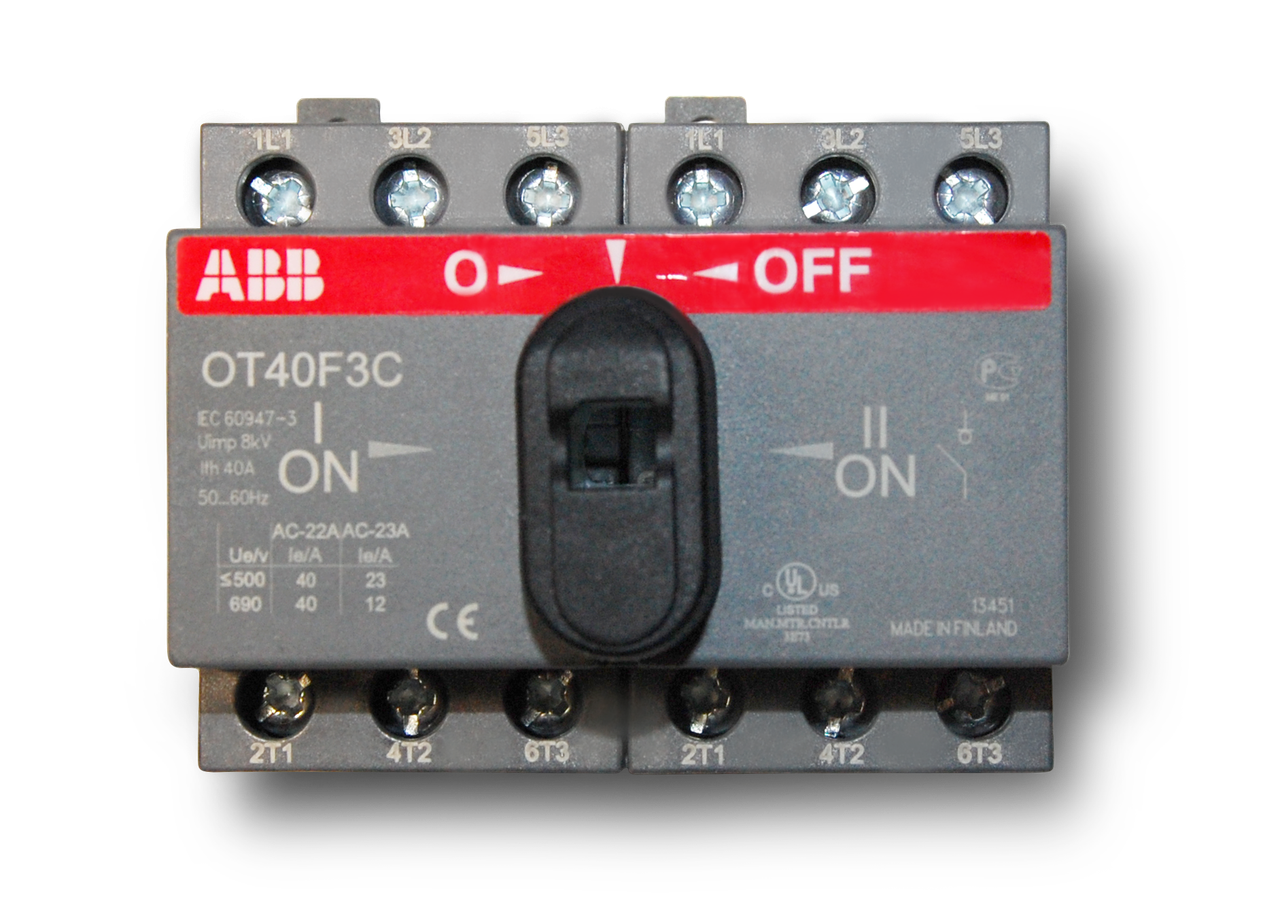 Выкл. нагрузки реверсивный OT40F3C, 3P, схема I-0-II, без рукоятки ABB 1SCA104913R1001 - фото 1 - id-p207641186