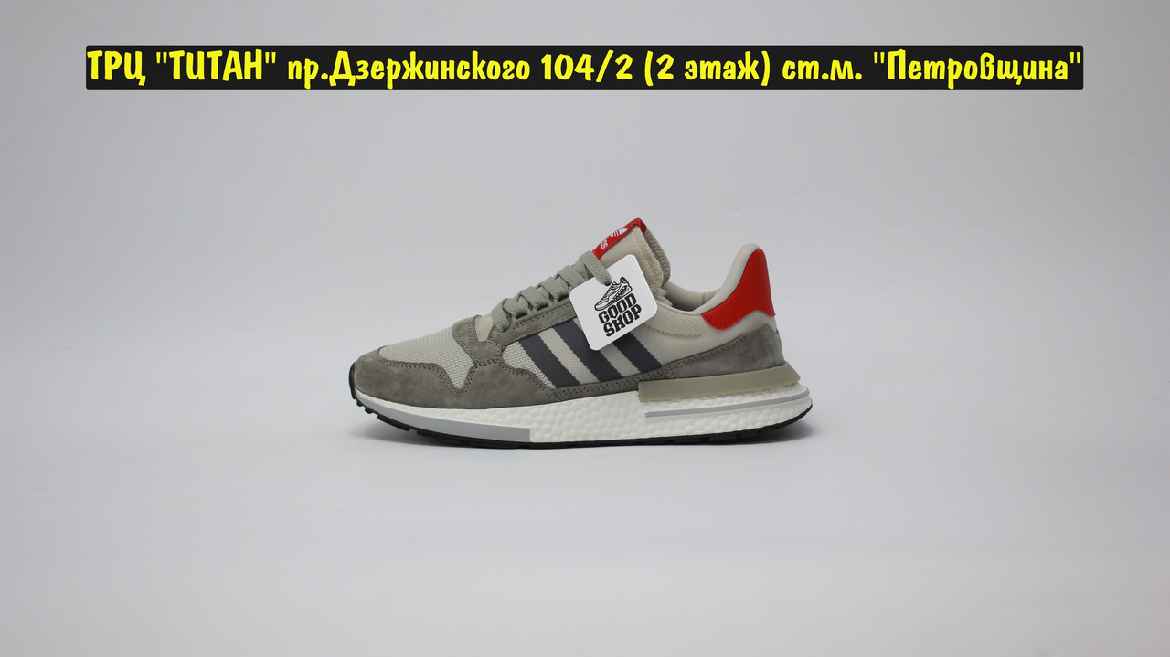 Кроссовки Adidas ZX 500 Boost Dark Grey White Red - фото 3 - id-p98118302