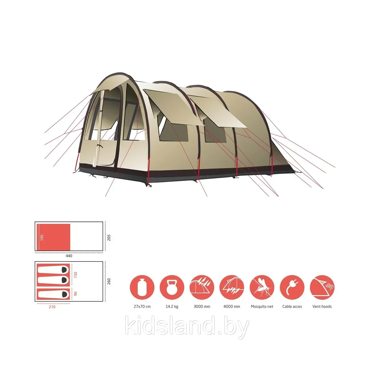Палатка 3-местная MirCamping H3-30 - фото 6 - id-p208151275