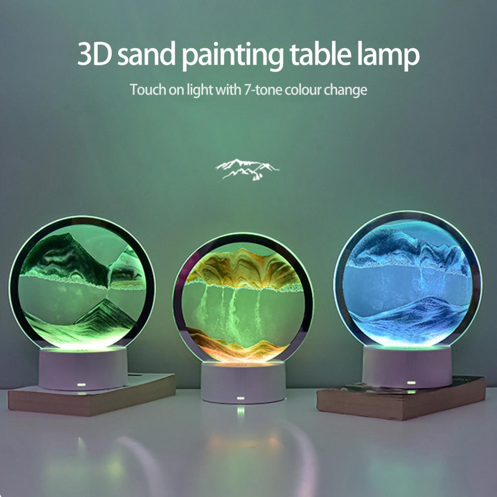 Лампа- ночник "Зыбучий песок" с 3D эффектом Desk Lamp (RGB -подсветка, 7 цветов) / Песочная картина - фото 8 - id-p208093174