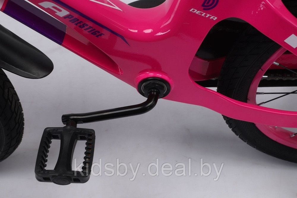 Детский велосипед Delta Prestige 18" New + шлем 2023 (розовый) с магниевой рамой и спицованными колёсами - фото 4 - id-p208161758