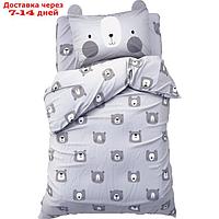 Постельное белье "Этель" 1,5 сп Gray bear 143х215 см, 150х214 см, 50х70 см -1 шт