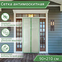 Сетка антимоскитная 90x210 см на магнитах, цвет зеленый