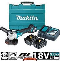 Аккумуляторная угловая шлифмашина Makita DGA511RTE (2 акк. 18V, 5Ah, регул. обор, зарядное, кейс)