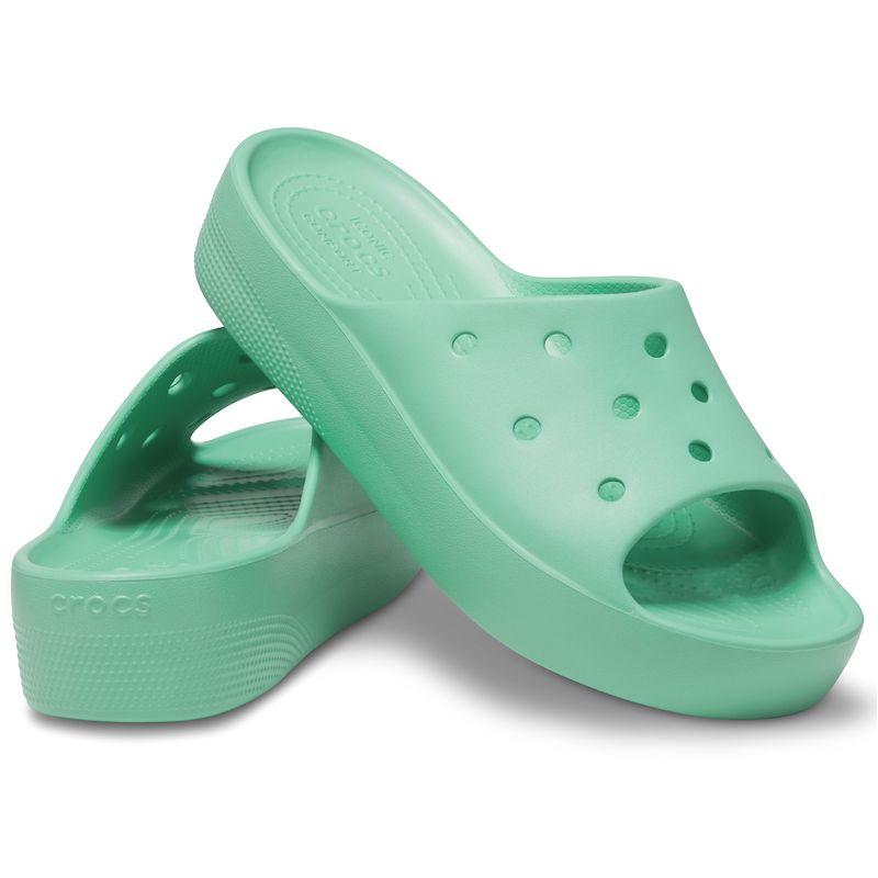 Шлепанцы женские Crocs Classic Platform Slide зеленый - фото 4 - id-p208184921