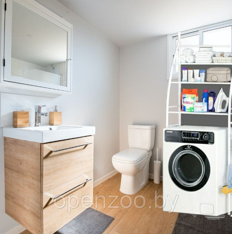 Стеллаж - полка напольная Washing machine storage rack для ванной комнаты / Органайзер - полка над стиральной - фото 2 - id-p208185209