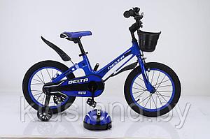 Детский облегченный велосипед Delta Prestige S 16'' + шлем (черно-синий)