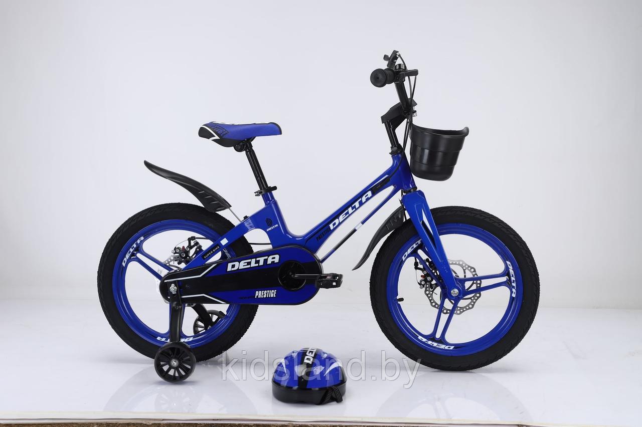 Детский облегченный велосипед Delta Prestige L 18'' + шлем (черно-синий)