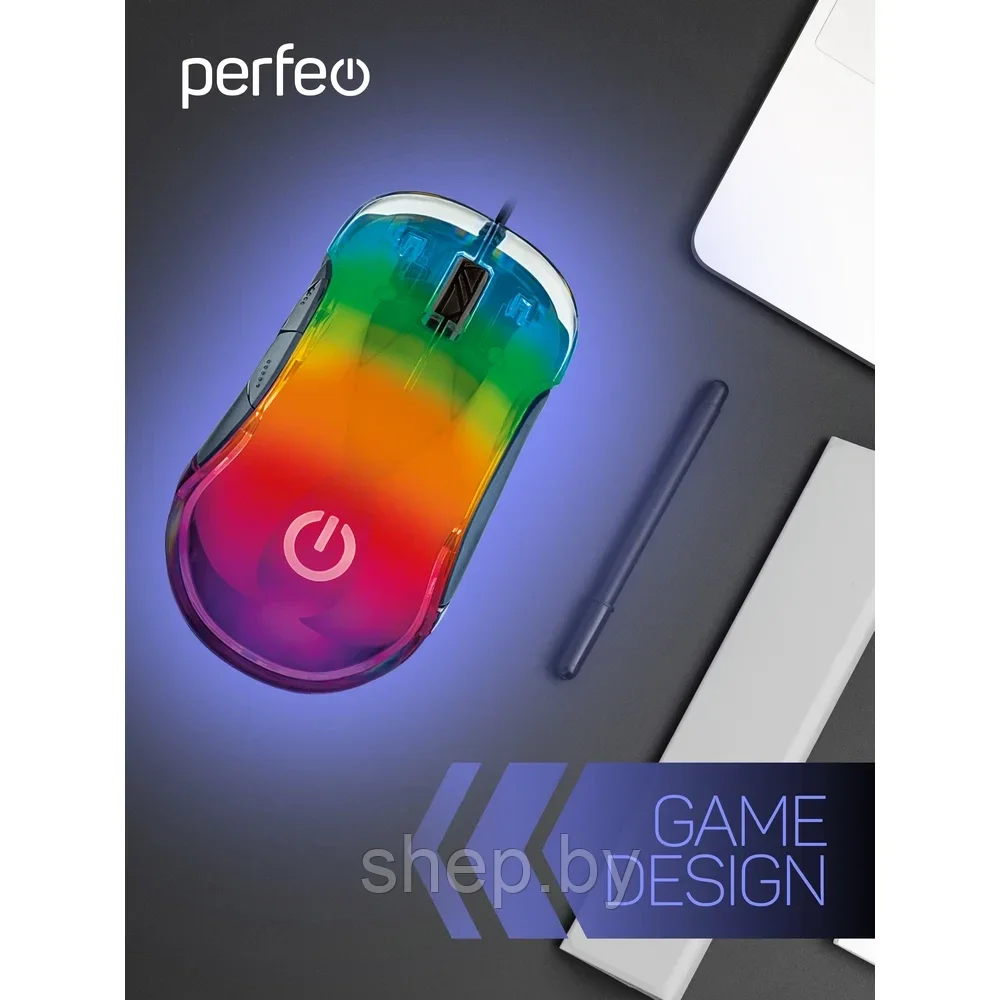 Мышь компьютерная игровая Perfeo CHAMELEON, оптическая, 8 кнопок, USB , RGB подсветка 6 цветов PF_B4904 - фото 4 - id-p208194869