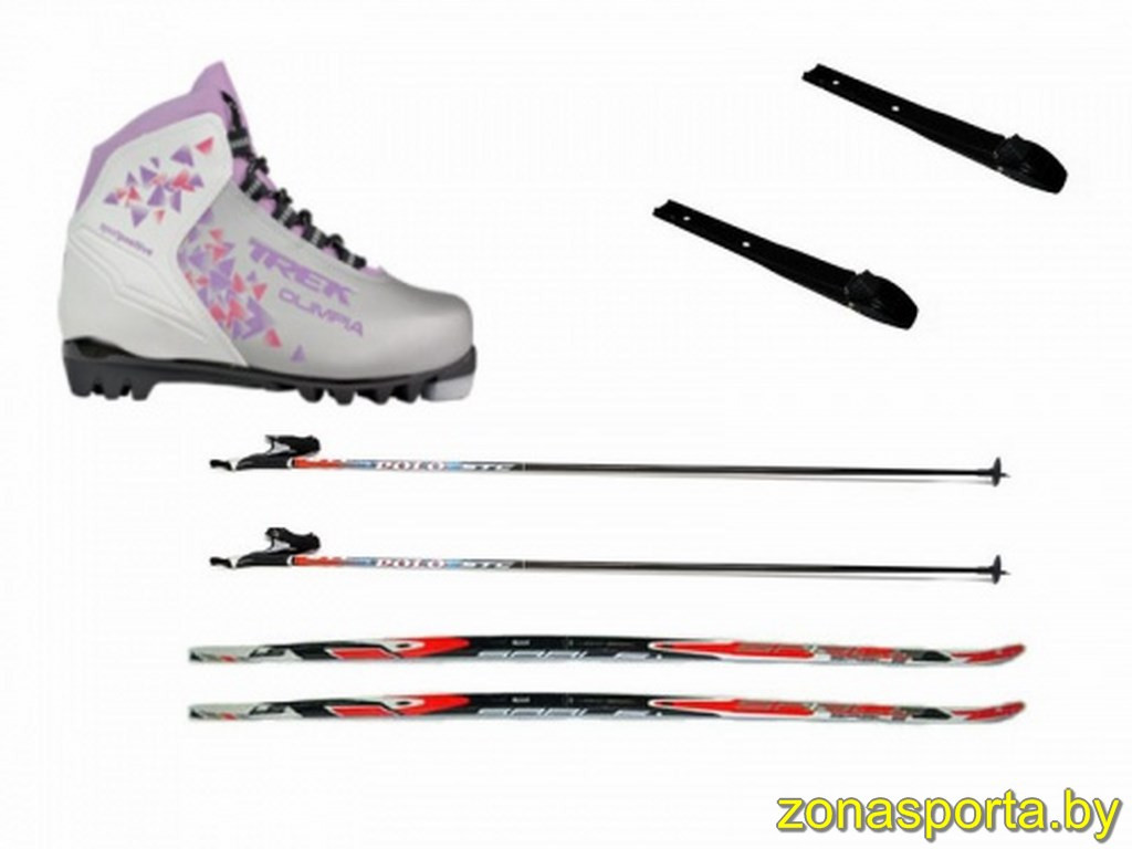 Комплект лыжный для женщин с креплением NNN, палками и ботинками Olimpia