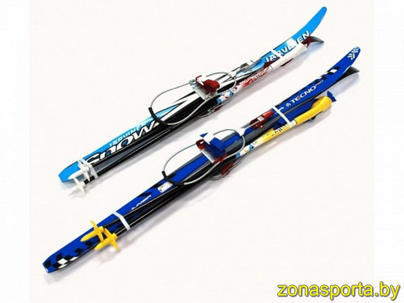 Комплект лыжный STC для детей, с кабельным креплением и палками, фото 2