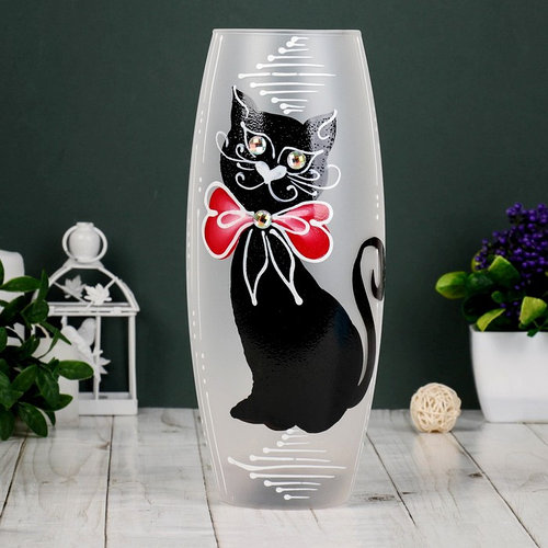Ваза стеклянная «Кошка» 10*26 см, 1,7 л, «Кошка 3»