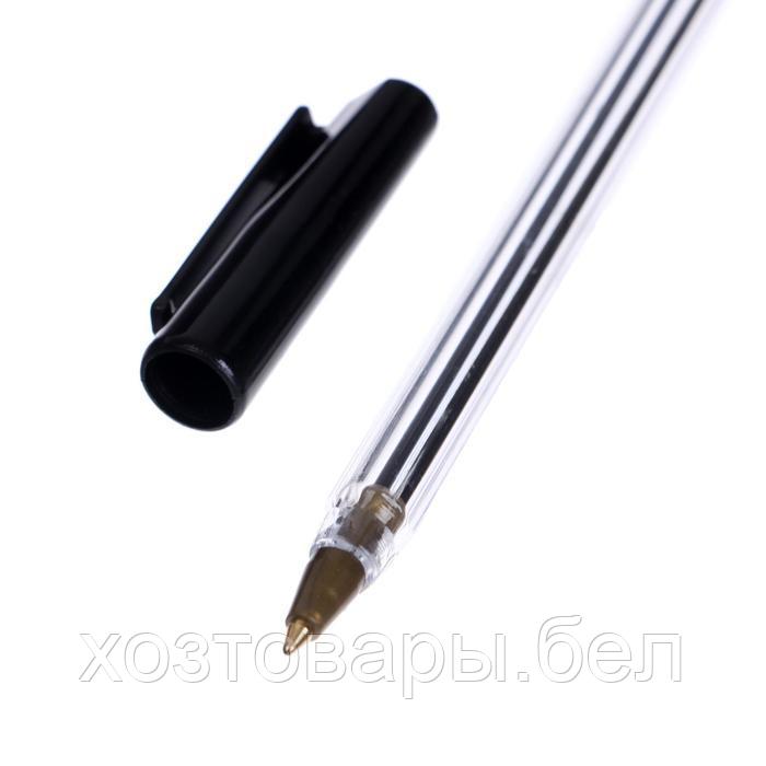 Ручка шариковая черная 0,7мм ,корпус прозрачный с черным колпачком - фото 3 - id-p208221115