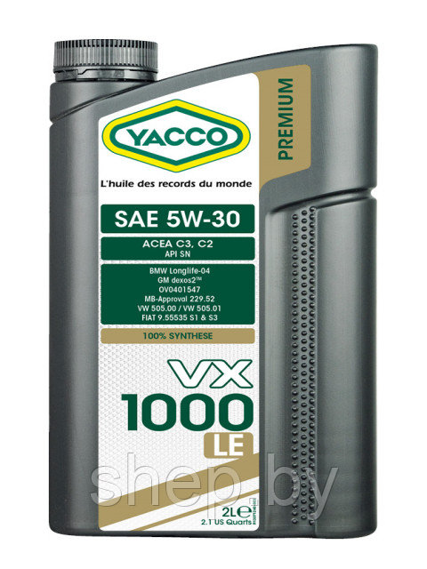 Моторное масло YACCO 5W30 VX 1000 LE 2L - фото 1 - id-p208221900