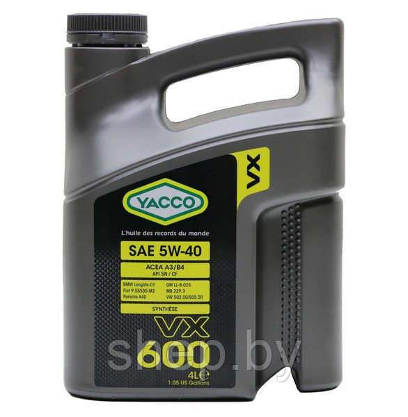 Моторное масло YACCO 5W40 VX 600 4L - фото 1 - id-p208221955