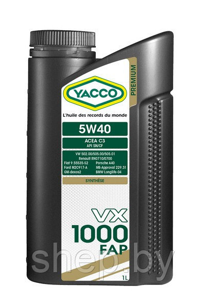 Моторное масло YACCO 5W40 VX 1000 FAP 1L - фото 1 - id-p208221958