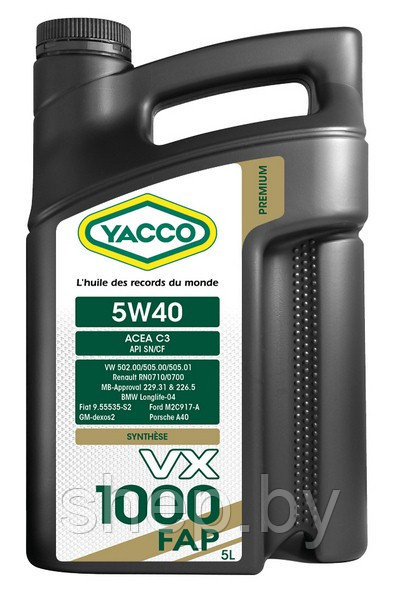 Моторное масло YACCO 5W40 VX 1000 FAP 5L - фото 1 - id-p208221961