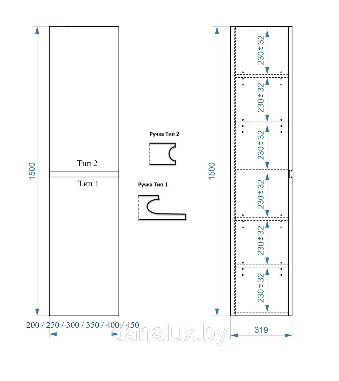 Шкаф-пенал подвесной Дана Лидер 20 П с дверцами (белый) левый - фото 4 - id-p208222069