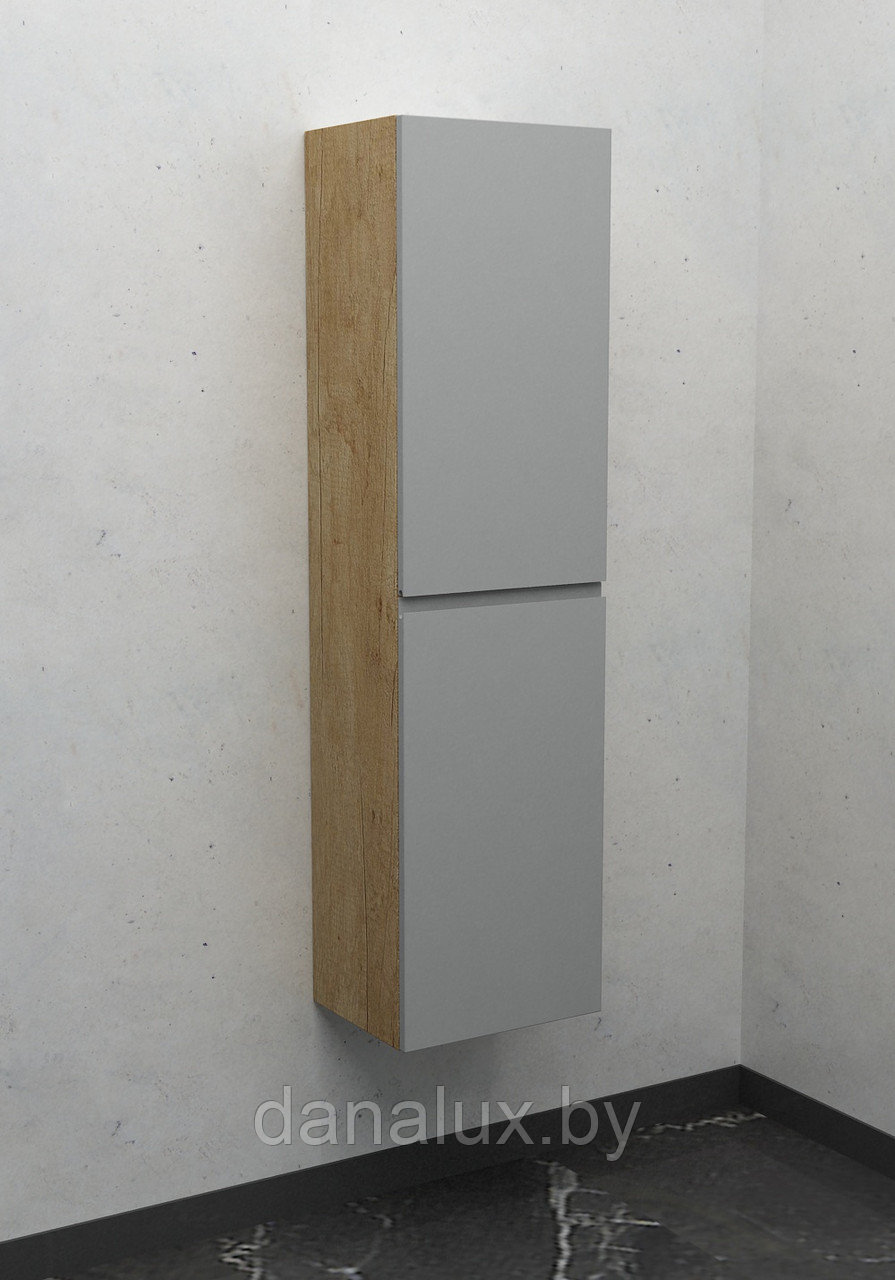 Шкаф-пенал подвесной Дана Каскад 25 П с дверцами (дуб небраска/оникс серый) левый