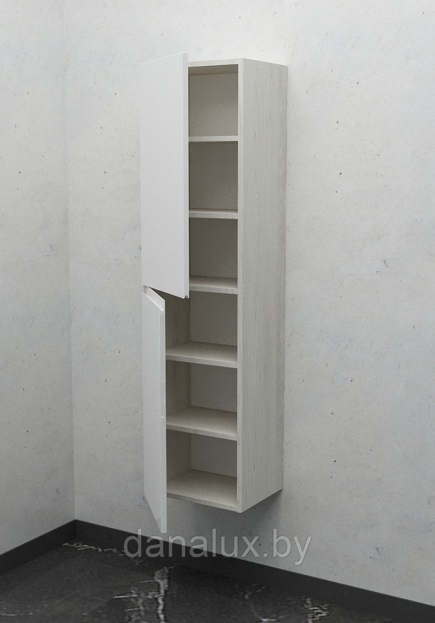Шкаф-пенал подвесной Дана Каскад 25 П с дверцами (сосна касцина/белый) левый - фото 2 - id-p208222299