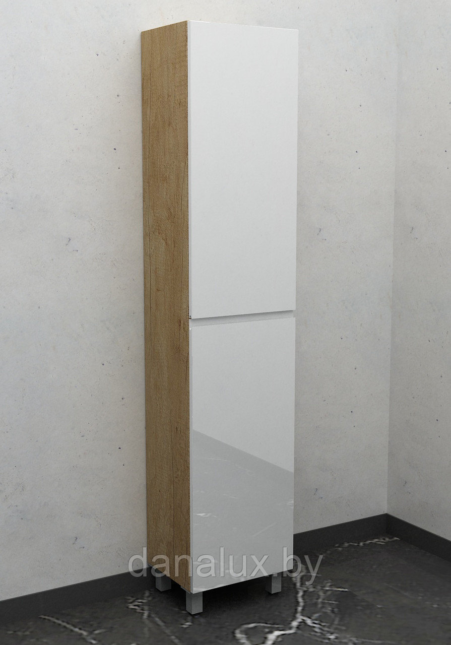 Шкаф-пенал напольный Дана Каскад 20 Н с дверцами (дуб галифакс/белый) левый