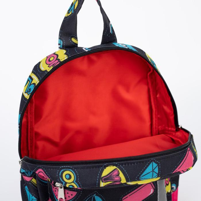 Рюкзак на молнии, наружный карман, светоотражающая полоса, цвет чёрный/розовый - фото 5 - id-p208223026