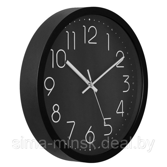 Часы настенные, серия: Классика, плавный ход, d-30.5 см, черные, цифры серебро - фото 2 - id-p208223050