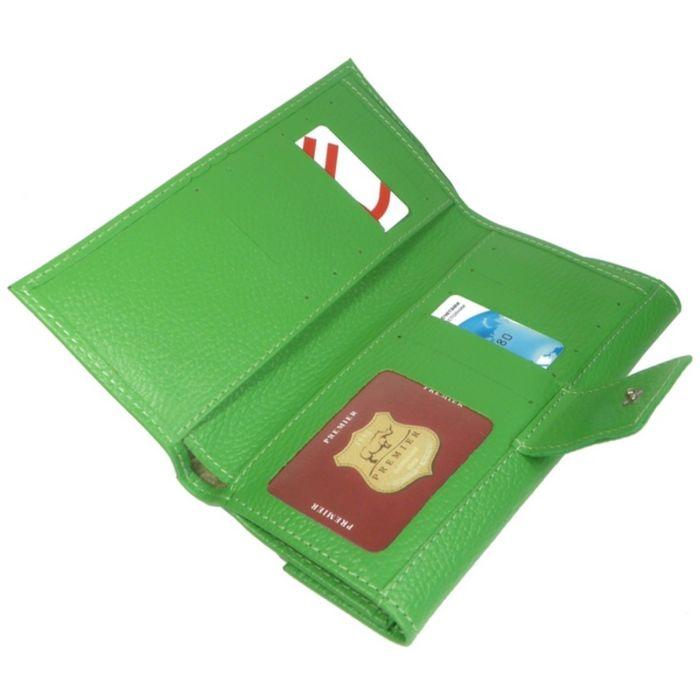 Портмоне женское, отдел для купюр, для монет, для кредитных карт, цвет зелёный - фото 2 - id-p208223199