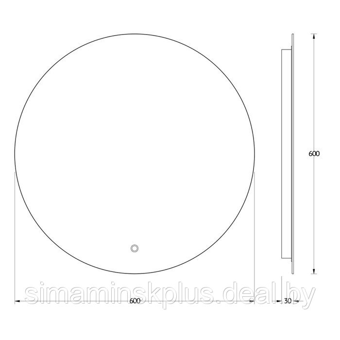 Зеркало Evororm с LED-подсветкой, сенсорный выключатель, 15W, d=60 см, тёплый белый свет - фото 2 - id-p208223857