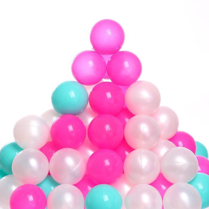 Набор шаров 100 штук, цвета бирюзовый, маджента, белый перламутр, диаметр шара 7,5 см - фото 1 - id-p208227197
