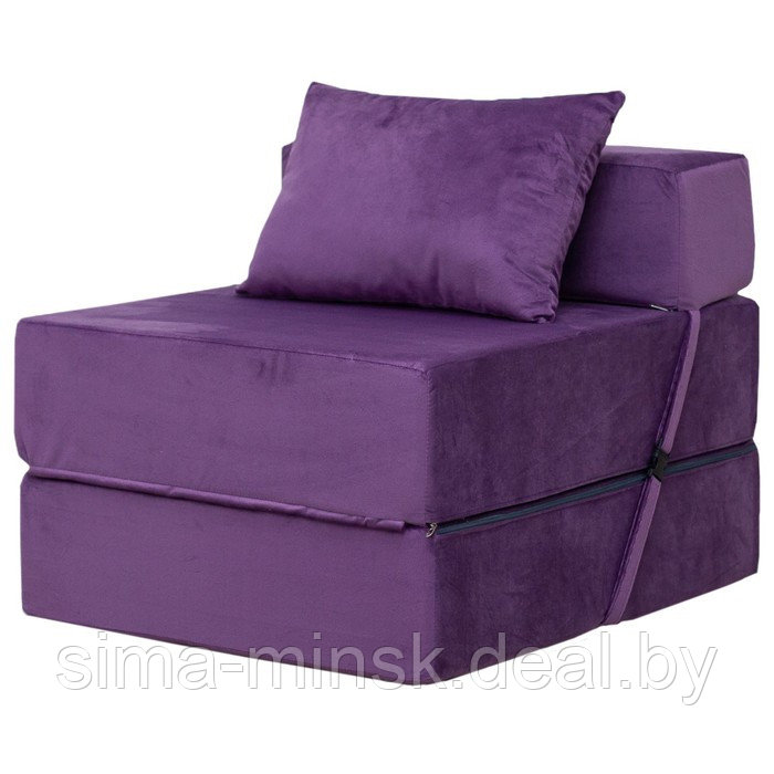 Бескаркасное кресло-кровать «Эссен», велюр, цвет фиолетовый - фото 1 - id-p208226660