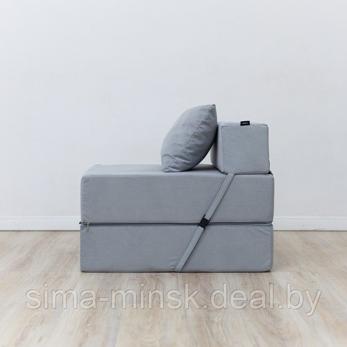 Бескаркасное кресло-кровать «Эссен», велюр, цвет серый - фото 2 - id-p208226661