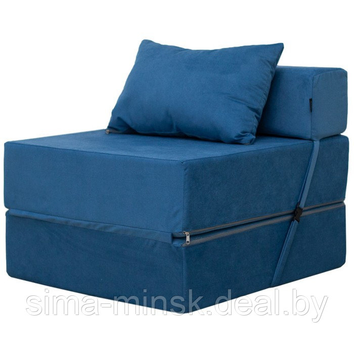 Бескаркасное кресло-кровать «Эссен», велюр, цвет синий - фото 1 - id-p208226663