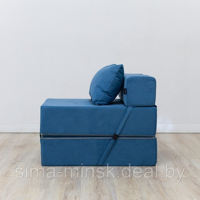 Бескаркасное кресло-кровать «Эссен», велюр, цвет синий - фото 2 - id-p208226663