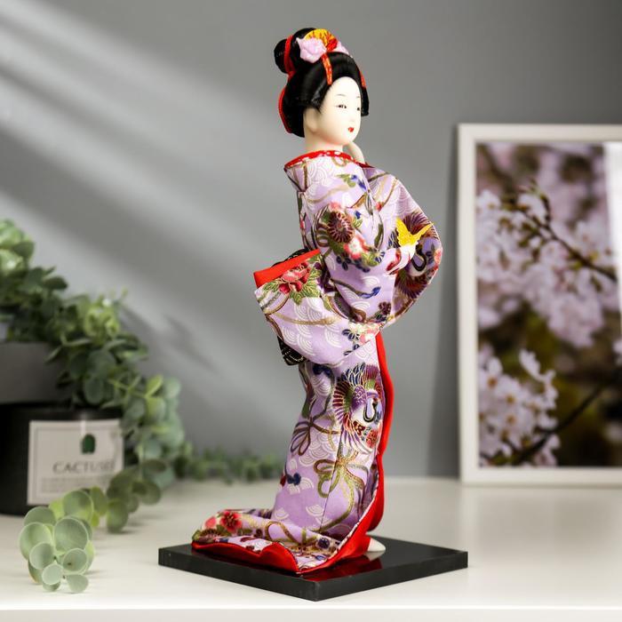 Кукла коллекционная "Японка в цветочном кимоно с бабочкой на руке" 30х12,5х12,5 см - фото 3 - id-p208229960